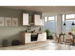 Best Flex-Well Exclusiv Küchenzeile Orlando 220 cm Kaschmir Glanz - Sonoma Eiche