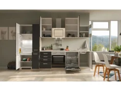 Flex-Well Exclusiv Einbauküchen|Herde<Küchenzeile Lara 310 cm Anthrazit - San Remo Eiche