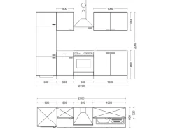 Clearance Flex-Well Exclusiv Küchenzeile Lara 270 cm Anthrazit - San Remo Eiche
