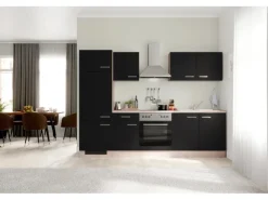 Clearance Flex-Well Exclusiv Küchenzeile Lara 270 cm Anthrazit - San Remo Eiche