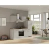 Flex-Well Exclusiv Küchenzeile 1706-002 Lund 220 cm Lichtgrau glänzend-Rauchgrau< Kochfelder|Kühlschränke