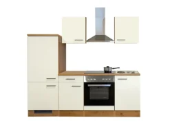 Best Flex-Well Exclusiv Küchenzeile Vintea 220 cm Magnolia matt-Lancelot Oak