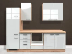 Flex-Well Exclusiv Küchenzeile Valero 270 cm ohne E-Geräte Hochglanz Weiß< Einbauküchen|Küchenschränke