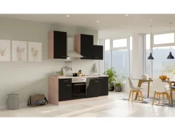 Flex-Well Exclusiv Herde<Küchenzeile Lara 220 cm Anthrazit - San Remo Eiche