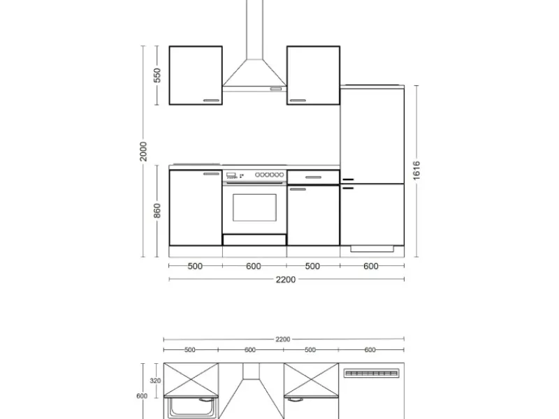 Flex-Well Exclusiv Küchenzeile Focus 220 cm Akazie - Aubergine< Herde|Kühlschränke