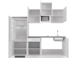 Flex-Well Exclusiv Küchenzeile Joelina 210 cm Weiß matt - Beton Grau< Single-Küchen|Kühlschränke