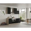Flex-Well Exclusiv Einbauküchen|Küchenschränke<Küchenzeile Capri 220 cm Schwarz Matt-Endgrain Oak