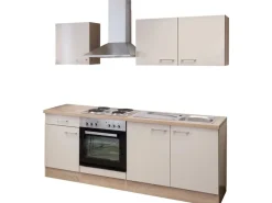 Hot Flex-Well Exclusiv Küchenzeile Orlando 210 cm Kaschmir Glanz-Sonoma Eiche