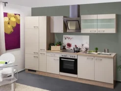 Discount Flex-Well Exclusiv Küchenzeile Orlando 300 cm Kaschmir Glanz-Sonoma Eiche