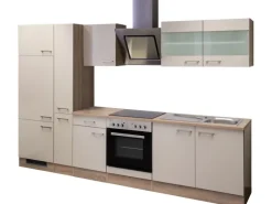 Discount Flex-Well Exclusiv Küchenzeile Orlando 300 cm Kaschmir Glanz-Sonoma Eiche