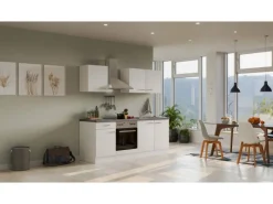 Flex-Well Exclusiv Kochfelder<Küchenzeile Joelina 210 cm Weiß matt - Beton Grau