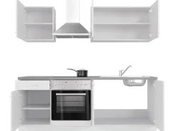 Flex-Well Exclusiv Kochfelder<Küchenzeile Joelina 210 cm Weiß matt - Beton Grau