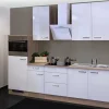 Flex-Well Exclusiv Kochfelder|Küchenschränke<Küchenzeile Valero 270 cm Hochglanz Weiß-Sonoma Eiche NB