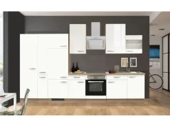 Flex-Well Exclusiv Kühlschränke|Herde<Küchenzeile Valero 360 cm Hochglanz Weiß