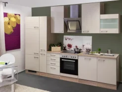Flex-Well Exclusiv Einbauküchen|Kühlschränke<Küchenzeile Orlando 310 cm Kaschmir Glanz - Sonoma Eiche