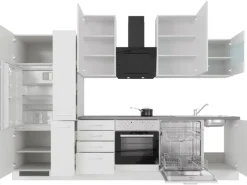 Flex-Well Exclusiv Einbauküchen|Kochfelder<Küchenzeile Joelina 310 cm Weiß matt - Beton Grau