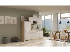 Discount Flex-Well Exclusiv Küchenzeile Orlando 210 cm Kaschmir Glanz - Sonoma Eiche