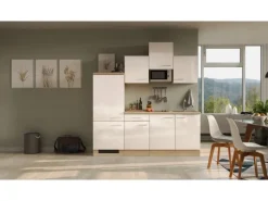Discount Flex-Well Exclusiv Küchenzeile Orlando 210 cm Kaschmir Glanz - Sonoma Eiche