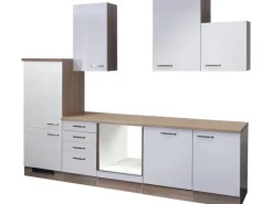 Flex-Well Exclusiv Küchenschränke|Einbauküchen<Küchenzeile Valero 280 cm ohne E-Geräte Hochglanz Weiß
