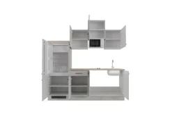New Flex-Well Exclusiv Küchenzeile 1602-002 Lund 210 cm Lichtgrau glänzend-Rauchgrau