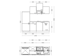 New Flex-Well Exclusiv Küchenzeile 1602-002 Lund 210 cm Lichtgrau glänzend-Rauchgrau