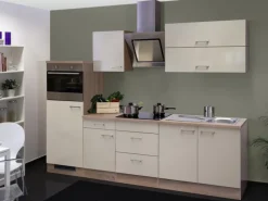 Flex-Well Exclusiv Kochfelder|Kühlschränke<Küchenzeile Orlando 270 cm Kaschmir Glanz-Sonoma Eiche NB