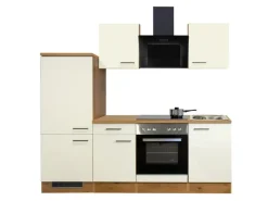 Flex-Well Exclusiv Küchenzeile Vintea 220 cm Magnolia Matt - Lancelot Oak< Winkelküchen|Kühlschränke