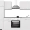 Flex-Well Exclusiv Küchenzeile Joelina 270 cm Weiß matt - Beton Grau< Kühlschränke|Küchenschränke