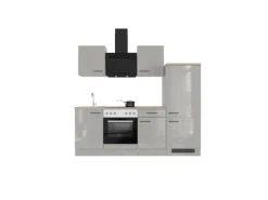 Sale Flex-Well Exclusiv Küchenzeile 1706-005 Lund 220 cm Lichtgrau glänzend-Rauchgrau