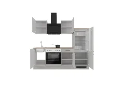 Sale Flex-Well Exclusiv Küchenzeile 1706-005 Lund 220 cm Lichtgrau glänzend-Rauchgrau
