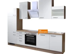 Flex-Well Exclusiv Kühlschränke|Kochfelder<Küchenzeile Valero 280 cm Hochglanz Weiß-Sonoma Eiche