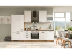 New Flex-Well Exclusiv Küchenzeile Vintea 310 cm Magnolia matt - Lancelot Oak