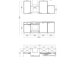 Flex-Well Exclusiv Einbauküchen<Küchenzeile 1701-017 Lund 220 cm Lichtgrau glänzend-Rauchgrau