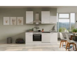 Flex-Well Exclusiv Küchenzeile Joelina 220 cm Weiß matt - Beton Grau< Einbauküchen