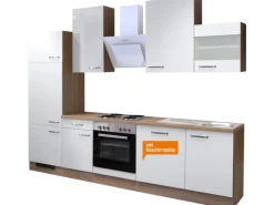Sale Flex-Well Exclusiv Küchenzeile Valero 280 cm Hochglanz Weiß-Sonoma Eiche