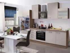 Flex-Well Exclusiv Küchenzeile Orlando 280 cm Kaschmir Glanz-Sonoma Eiche< Einbauküchen|Küchenschränke