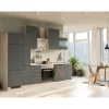 Flex-Well Exclusiv Kochfelder|Kühlschränke<Küchenzeile Morena 310 cm Basaltgrau matt - San Remo Eiche