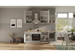Flex-Well Exclusiv Einbauküchen<Küchenzeile 1701-016 Lund 220 cm Lichtgrau glänzend-Rauchgrau