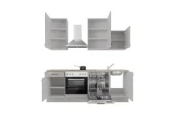 Flex-Well Exclusiv Einbauküchen<Küchenzeile 1701-016 Lund 220 cm Lichtgrau glänzend-Rauchgrau
