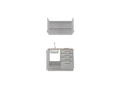 Best Flex-Well Exclusiv Miniküche Lund 100 cm Lichtgrau glänzend-Rauchgrau