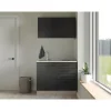 Online Flex-Well Exclusiv Miniküche Capri 100 cm Schwarz Matt-Endgrain Oak