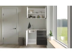Online Flex-Well Exclusiv Miniküche Capri 100 cm Schwarz Matt-Endgrain Oak