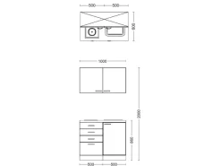 Flex-Well Exclusiv Miniküchen|Kühlschränke<Miniküche Lara 100 cm Anthrazit - San Remo Eiche