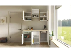 Flex-Well Exclusiv Single-Küchen|Pantryküchen<Singleküche Cara 150 cm Schilfgrün matt - Artisan Eiche