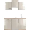 Flex-Well Exclusiv Singleküche Orlando 150 cm Kaschmir Glanz - Sonoma Eiche< Single-Küchen|Kühlschränke