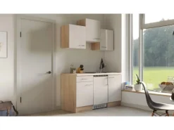 Flex-Well Exclusiv Singleküche Orlando 150 cm Kaschmir Glanz - Sonoma Eiche< Single-Küchen|Kühlschränke