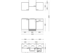 Flex-Well Exclusiv Single-Küchen|Miniküchen<Singleküche Joelina 150 cm Weiß matt - Beton Grau