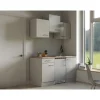 Flex-Well Exclusiv Single-Küchen|Kühlschränke<Singleküche Lund 150 cm Lichtgrau glänzend-Rauchgrau