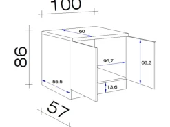 Outlet Flex-Well Exclusiv Spülenunterschrank Orlando 100 cm Kaschmir Glanz-Sonoma Eiche