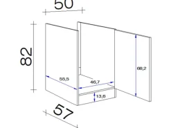 Flex-Well Exclusiv Spülenunterschrank Valero 50cm Hochglanz Weiß-Sonoma Eiche< Pantryküchen|Einbauküchen
